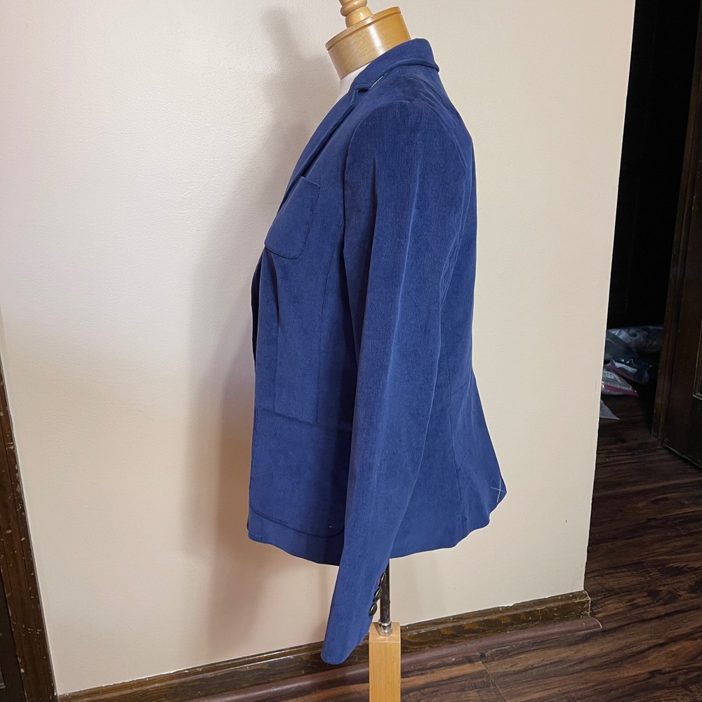 Talbots Womens Blue Corduroy Blazer Jacket Crest Buttons Size 10 ID245 - Picture 2 of 10